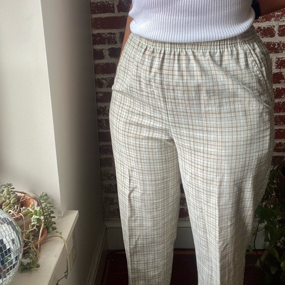 vintage high rise elastic waist plaid trousers - Picture 6 of 10